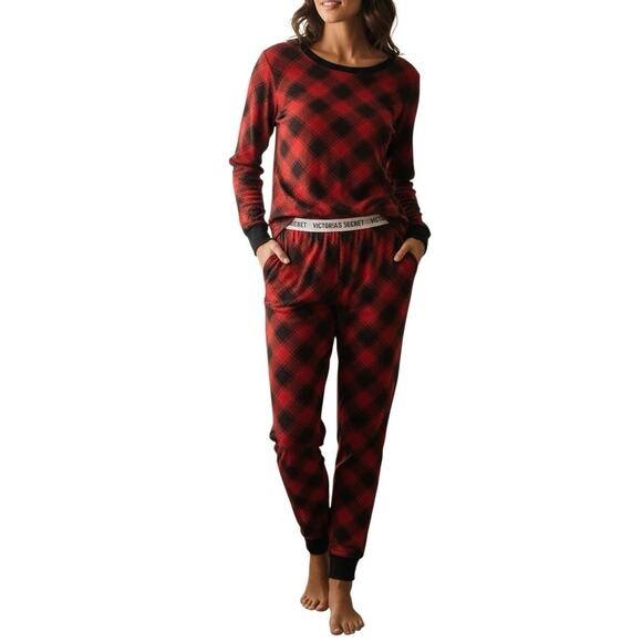 Victoria’s Secret Other - Victoria’s Secret Red Black Plaid Pajama Set XL Long Sleeve Top & Pants
